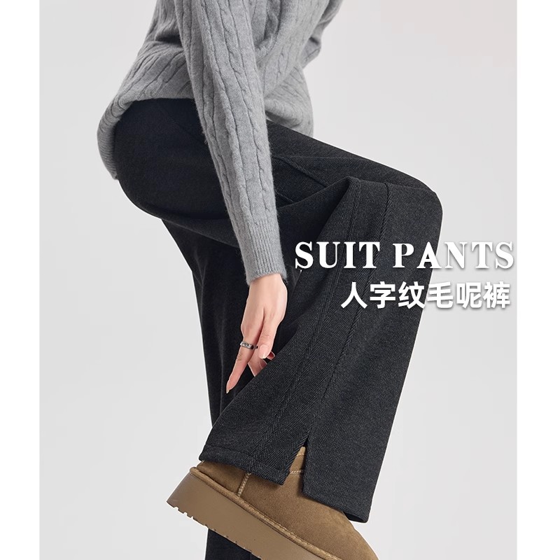 阔腿裤女秋冬季2025新款毛呢裤子