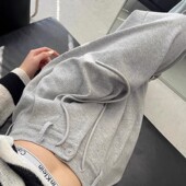 休闲卫裤 清仓捡漏高级感灰色运动裤 高腰垂感阔腿裤 薄款 女夏季 新款