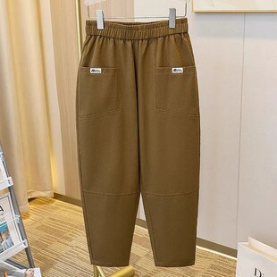 捡漏纯棉秋冬洋气哈伦裤女士时尚胖mm宽松显瘦休闲九分萝卜裤