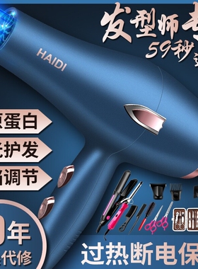 德系电吹风机家用大风力发廊大功离子冷热风静音率2200w理发店负