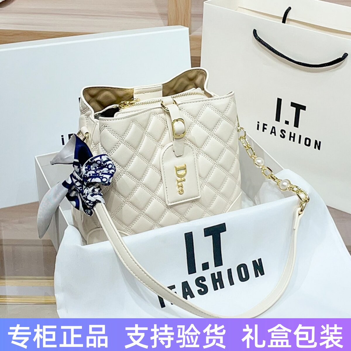 香港真皮水桶包百搭单肩斜挎包女