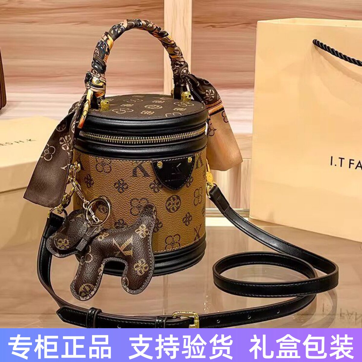 真皮水桶包包女手提斜挎包