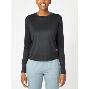 代购Vuori女士运动T恤速干透气四向拉伸抗异味黑色长袖圆领轻量