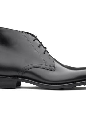 代购Loake男士切尔西靴透气耐磨防滑舒适贴合黑色系带圆头