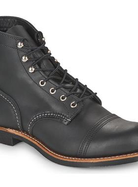 代购Red Wing男士马丁靴透气耐磨防滑舒适黑色系带圆头皮革鞋面