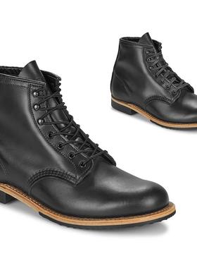 代购Red Wing男士工装靴耐磨防滑透气轻便系带圆头黑色低帮