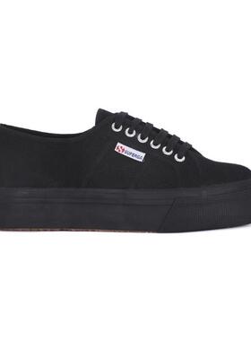 代购Superga女士运动板鞋透气轻便耐磨舒适黑色棉质鞋面橡胶鞋底