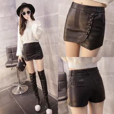 亚光pu皮裤短款超短裤秋冬季2018新款紧身外穿开叉裙裤女士小皮裤|ruв категории Женская одежда, брюки, брюки - от Buy2taobao.com для оказания профессиональной услуги покупки агента Taobao