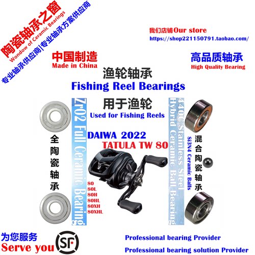 22小黑蜘蛛TW80远投陶瓷轴承|22 DAIWA TATULA TW 80 Bearing