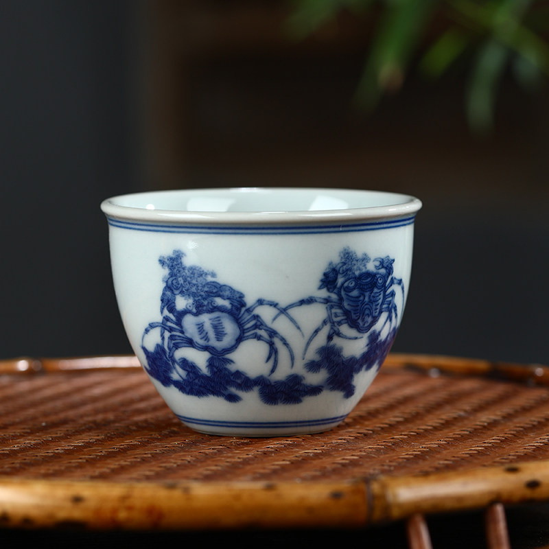逸古堂景德镇瓷器手工青花二甲传胪主人杯手工功夫茶具中式品茗杯