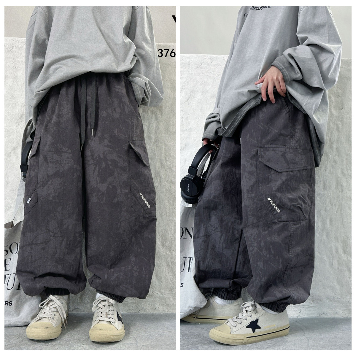 阳光爱橦春款男童女童迷彩工装裤休闲裤宽松韩版中大童儿童潮3768