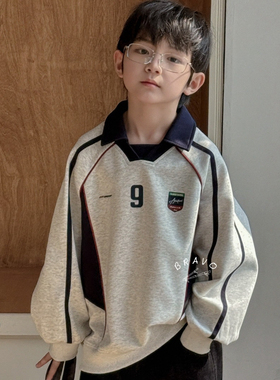 布芮欧2025春新款男童女童POLO衫领卫衣中大童儿童童装韩版20051