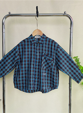 木瓜汁2024春新款男童格子纯棉衬衫打底衫中大童儿童童装潮85610