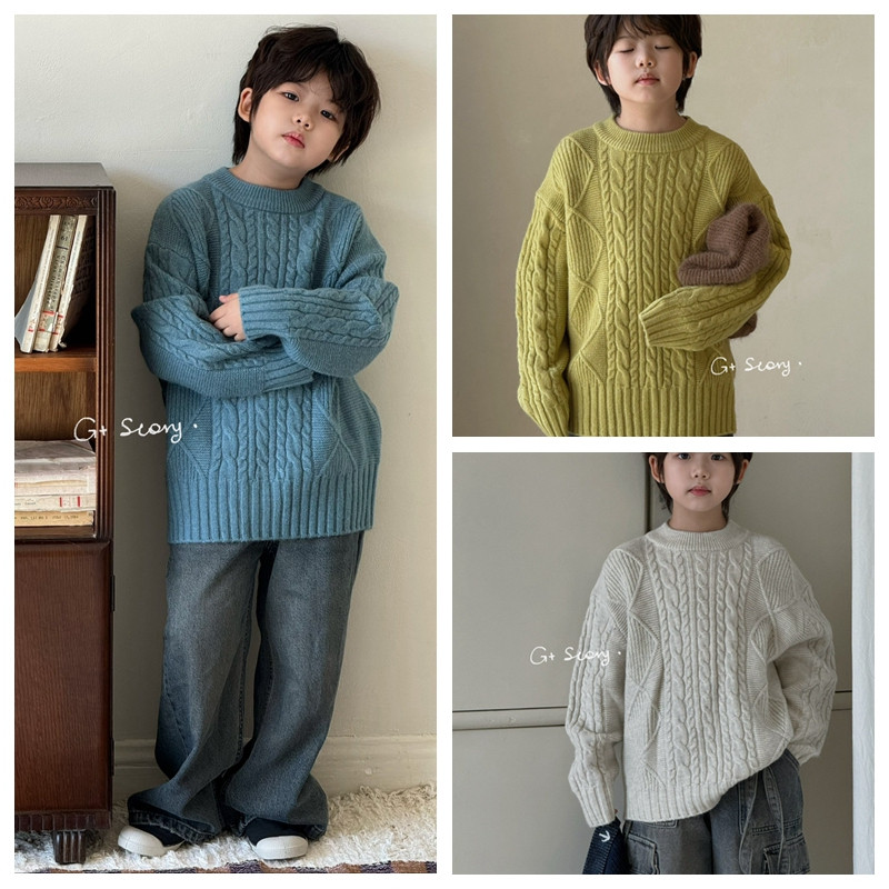 G+童装2024冬男童圆领毛衣羊绒衫