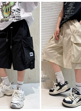 大e小e2025夏新款男童女童工装中裤休闲裤短款大童儿童潮66809