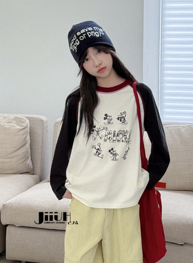 己又合2025秋新款男童女童卡通纯棉长袖T恤中大童儿童童装潮11098