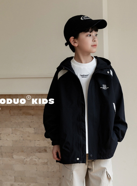 牛哆哆2025春新款男童女童冲锋衣外套拉链衫中大童儿童童装68895