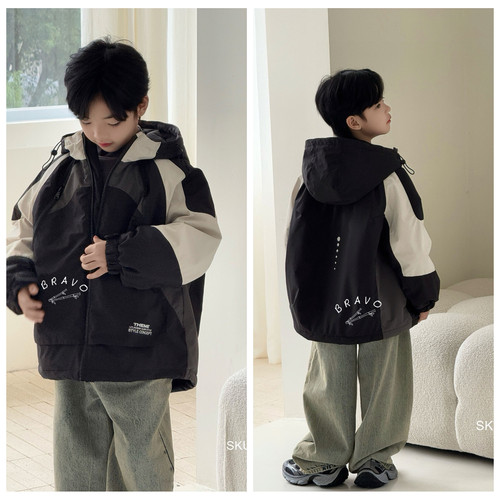 布芮欧2025冬男童加棉冲锋衣儿童