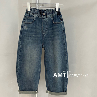 中大童儿童潮7738 宽松百搭韩版 爱木橦2025秋新款 男童女童牛仔裤