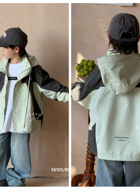 布芮欧2025春新款男童女童冲锋衣外套拉链衫中大童儿童童装56105