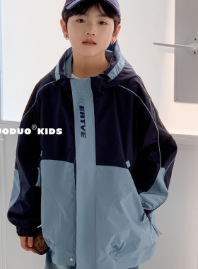 牛哆哆2025春新款男童女童冲锋衣外套拉链衫中大童儿童童装77721