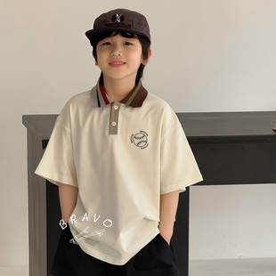 布芮欧2025夏新款 短袖 T恤中大童儿童童装 潮16165 男童女童POLO衫