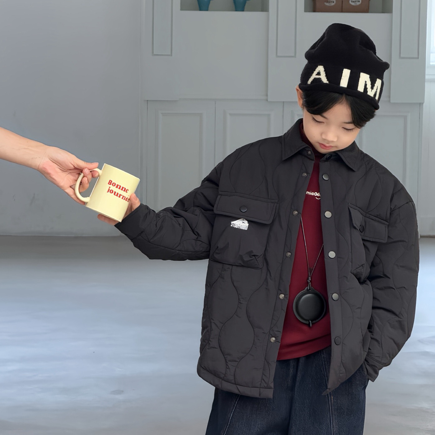 大e小e2025冬男童薄棉外套儿童