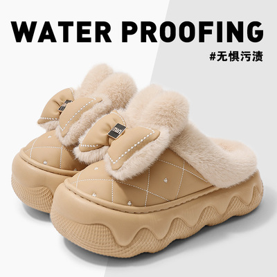 蝴蝶结儿童棉拖鞋女童冬季新款