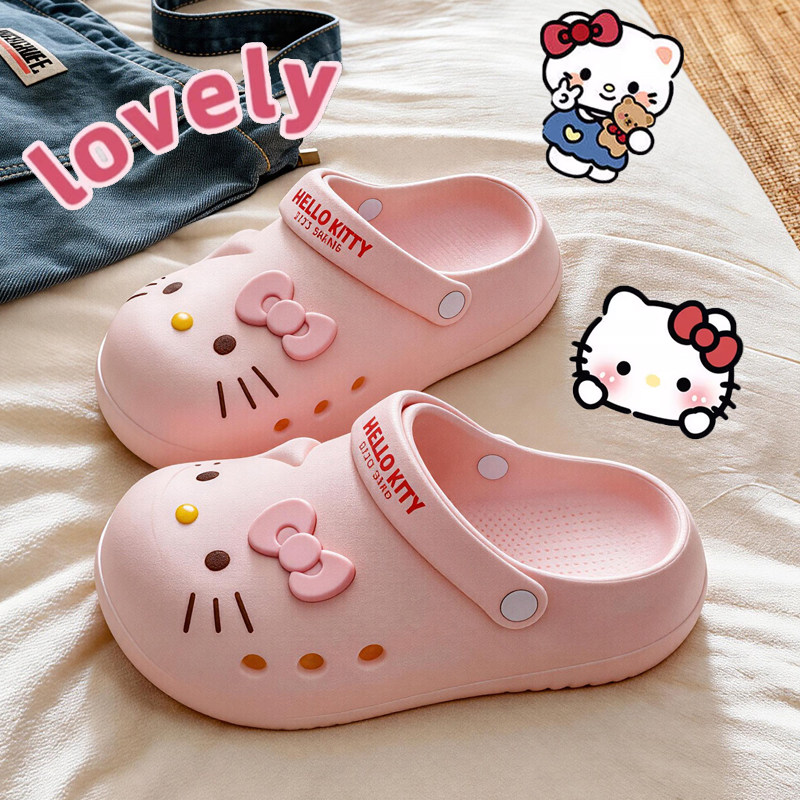 HelloKitty正版授权洞洞鞋女外穿2026夏季新款软底防滑包头凉拖鞋