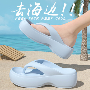 海边沙滩人字拖女夏季 外穿踩屎感2025新款 时尚 厚底防滑夹脚凉拖鞋