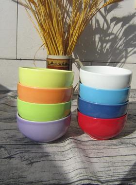 外贸LZ彩色陶瓷碗 家用饭碗 小碗 纯色北欧风早餐碗 大红色餐具