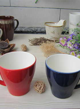 欧美名品LZ蓝红色情侣对杯/咖啡杯茶杯水杯外贸出口陶瓷【有LOGO