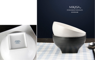外贸原单陶瓷餐具美国名品Mikasa情侣对碗 汤碗面碗创意四方脚碗