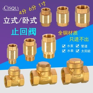 4/6分1寸全铜立式止回阀卧式逆止阀DN15/20/25内外丝水管道单向阀