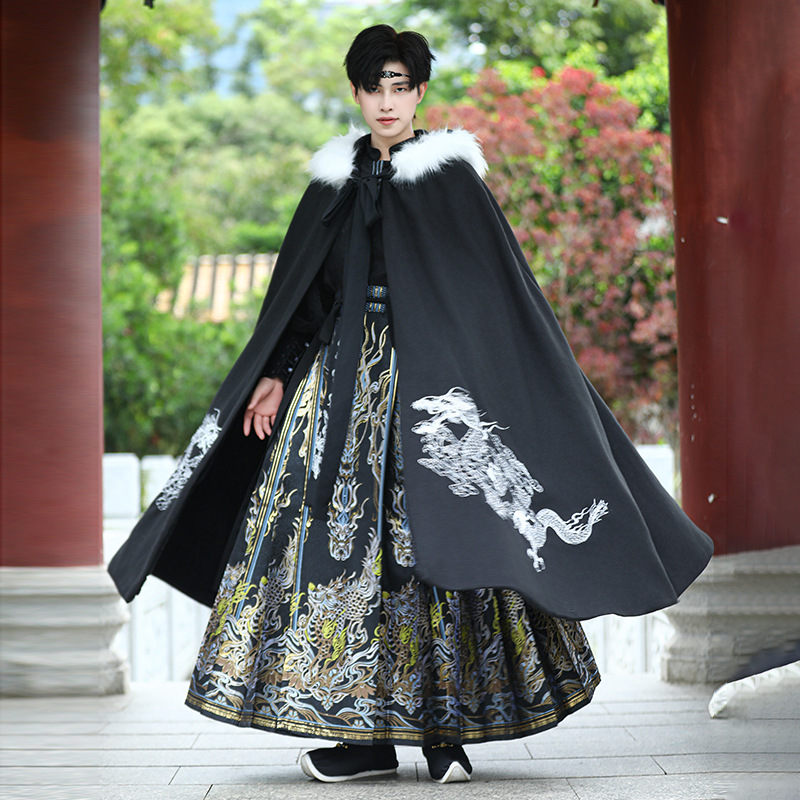 汉服男斗篷披风套装冬季