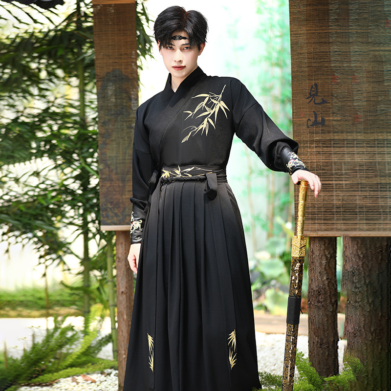 实拍汉服男套装新中式演出服古装