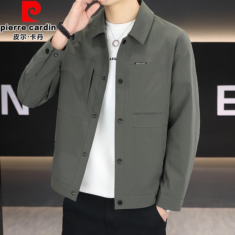 皮尔卡丹翻领男士夹克衫春秋季外套2025新款秋装百搭休闲茄克男款
