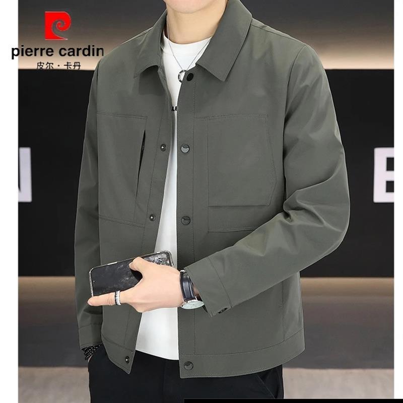 百搭休闲翻领外套男纯色上衣潮