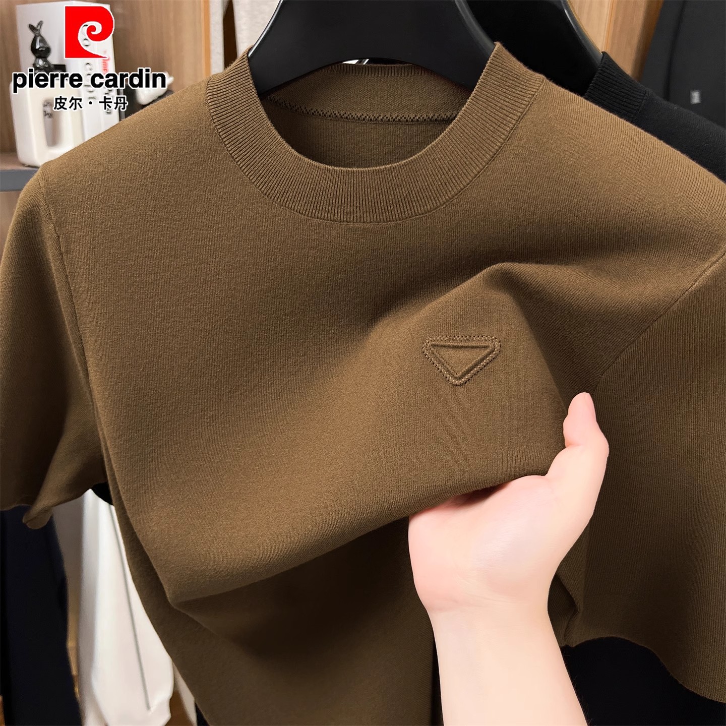 短袖毛衣男士2025新款春秋季圆领针织衫中年爸爸装羊毛衫