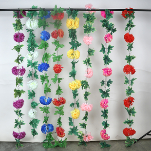 清明扫墓祭祀追悼奠仪大红花球菊菊花拉花墓地绢花仿真串花藤假花