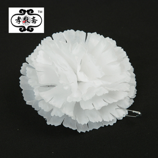 白色胸花胸前追悼会小白花黑飘带康乃馨哀念哀悼悼念布花配别针