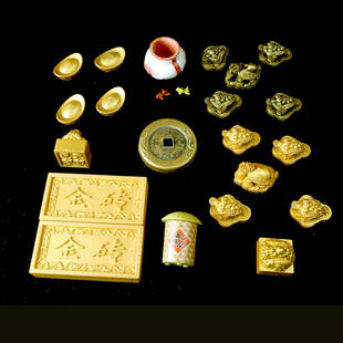 树脂随葬品】宝石金砖官印元宝四蟾一龟鱼缸小水罐粮仓陪葬品