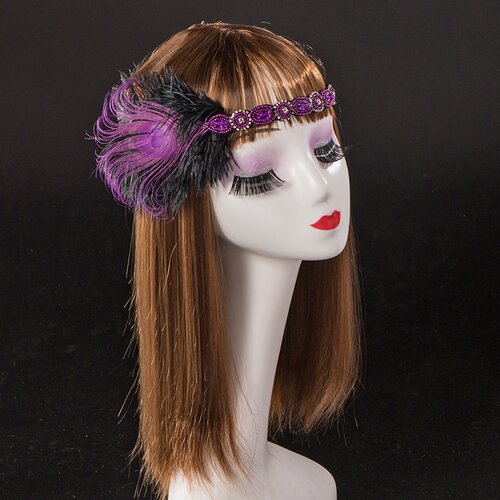 极速New Vintage peacocrk feather elastic band hair accessori