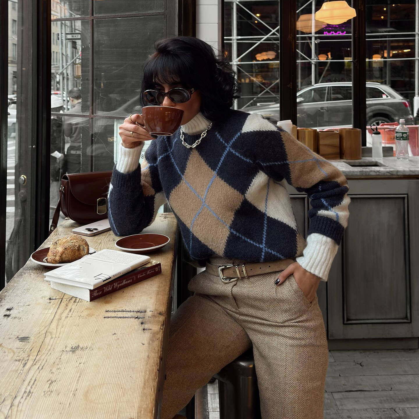 Veneti.a同款英伦风毛衣外套