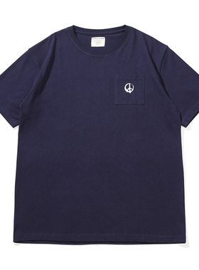 AMATCH军事日系工装反战logo印花口袋T恤