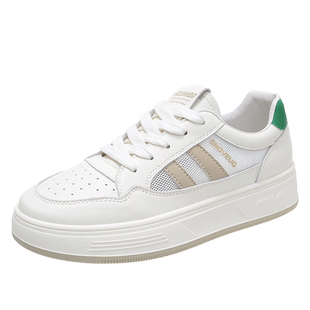 德训小白鞋女百搭网面透气平厚底2026春秋夏季新款爆休闲运动板鞋