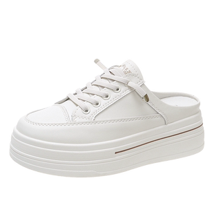 小白鞋包头半拖女厚底内增高2026夏季新款爆时尚懒人外穿百搭休闲