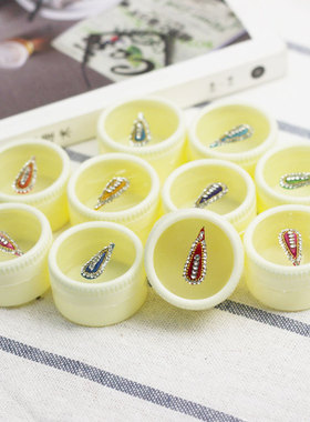 印度风尚 进口圆盒眉心贴Bindi水滴绒布水钻彩色肚皮表演演出饰品