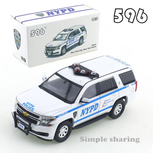 596 仿真合金汽车模型摆件 1/64雪佛兰萨博班纽约警察局警车