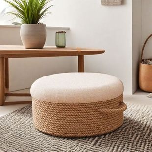 麻绳编织蒲团坐垫透气禅意沙发客厅飘窗榻榻米地上坐墩矮凳换鞋凳